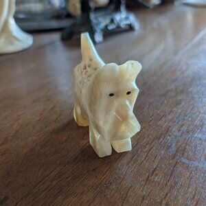 Vintage Onyx Stone Hand Carved Dog (Westie/Scottie)